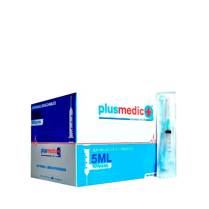 Jeringa 5ml Plusmedic 100 piezas